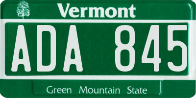 VT license plate ADA845