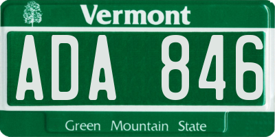 VT license plate ADA846
