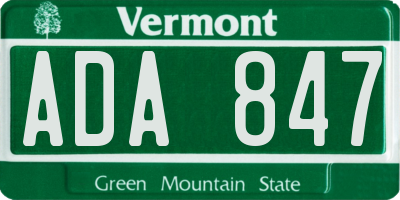 VT license plate ADA847