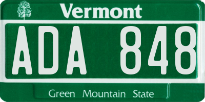VT license plate ADA848