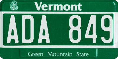 VT license plate ADA849