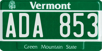 VT license plate ADA853