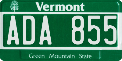 VT license plate ADA855