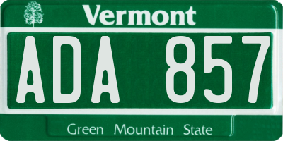 VT license plate ADA857