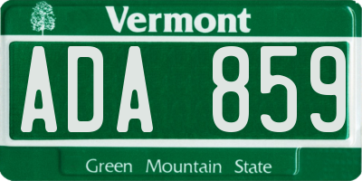 VT license plate ADA859