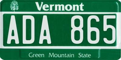 VT license plate ADA865