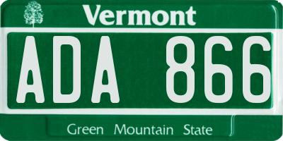 VT license plate ADA866