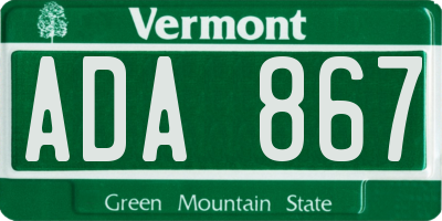 VT license plate ADA867