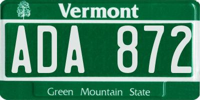 VT license plate ADA872