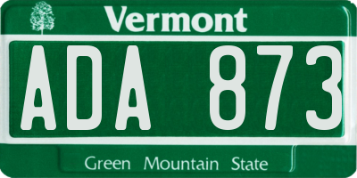 VT license plate ADA873