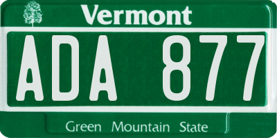 VT license plate ADA877