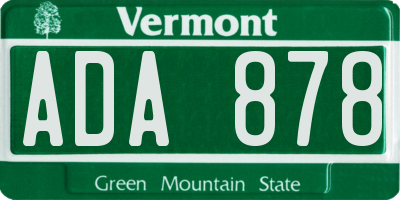 VT license plate ADA878