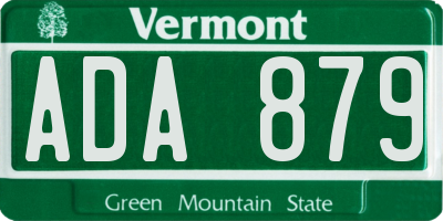 VT license plate ADA879