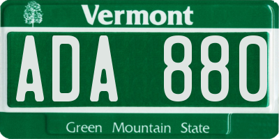 VT license plate ADA880