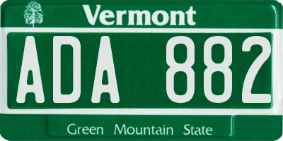 VT license plate ADA882