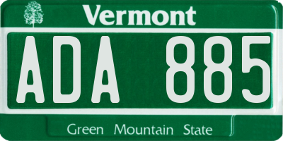 VT license plate ADA885