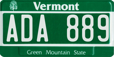 VT license plate ADA889