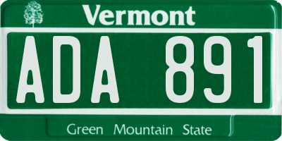VT license plate ADA891