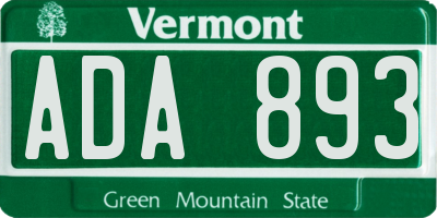 VT license plate ADA893
