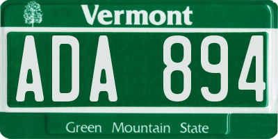 VT license plate ADA894