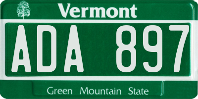 VT license plate ADA897
