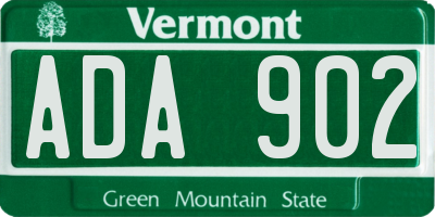 VT license plate ADA902
