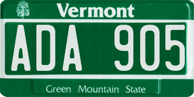 VT license plate ADA905