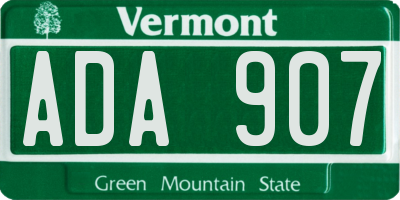 VT license plate ADA907