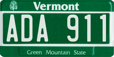 VT license plate ADA911