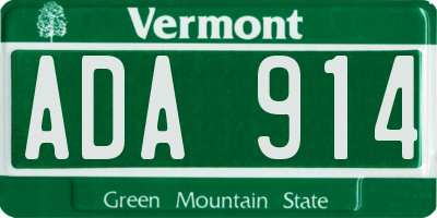 VT license plate ADA914