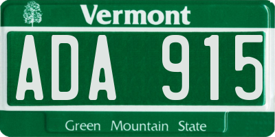 VT license plate ADA915