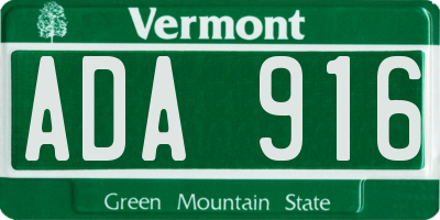 VT license plate ADA916