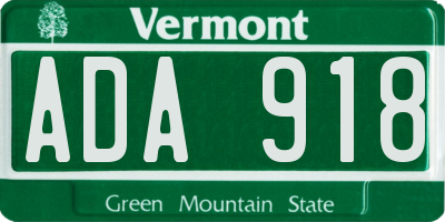 VT license plate ADA918