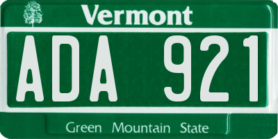 VT license plate ADA921