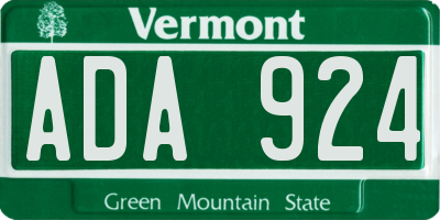 VT license plate ADA924