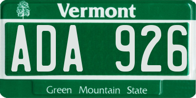 VT license plate ADA926