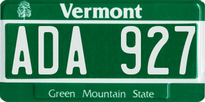 VT license plate ADA927