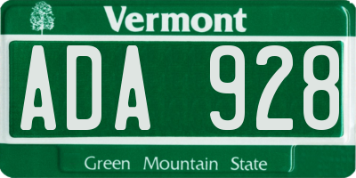 VT license plate ADA928