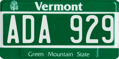 VT license plate ADA929