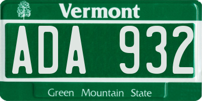 VT license plate ADA932