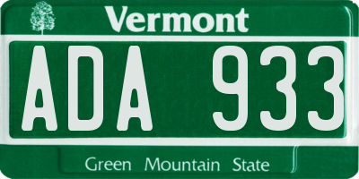 VT license plate ADA933