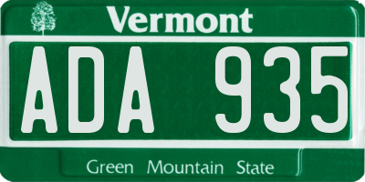 VT license plate ADA935