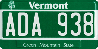 VT license plate ADA938