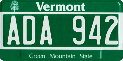 VT license plate ADA942