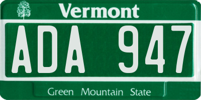 VT license plate ADA947