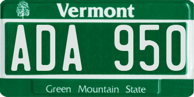 VT license plate ADA950