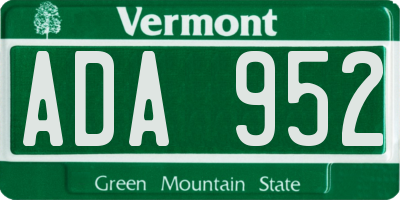 VT license plate ADA952