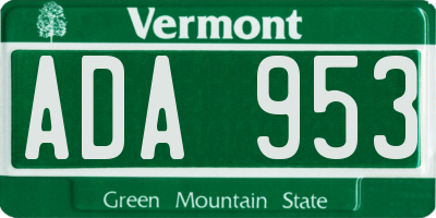 VT license plate ADA953