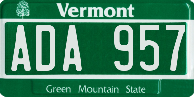 VT license plate ADA957