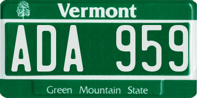 VT license plate ADA959